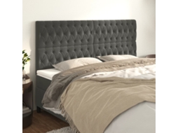 Cabecero de terciopelo de 4 piezas 100x7x78/88 cm gris oscuro