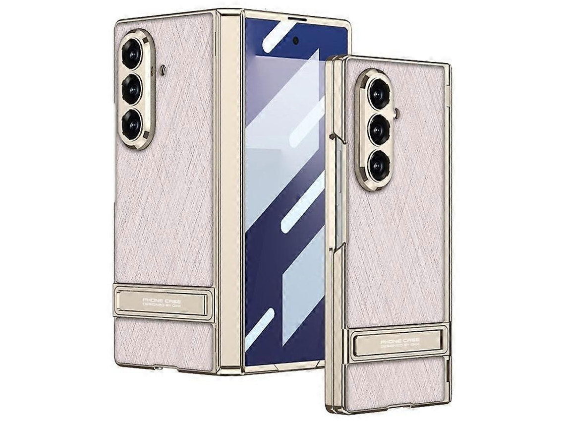 Capa Para Celular Gkk Integrada Em Couro Liso Prateado Brocado Com Suporte Para Samsung Galaxy Z Fold7 5g