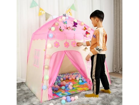 Tenda Infantil para Play Tenda Interior Quarto Infantil Segurança Ao Ar Livre Não Tóxico Bdlcor-De-Rosaalmofadalâmpada Estrela BDL