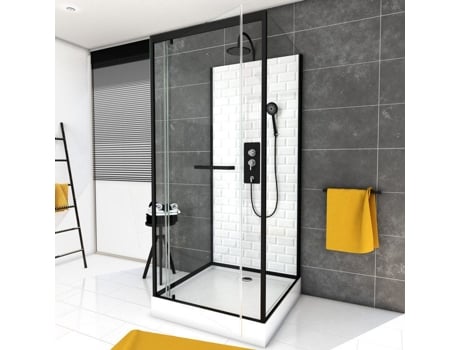 Cabine De Duche Quadrada 90x90x230cm Com Padrão De Azulejos De Metro Underground Square 90 Aurlane