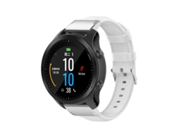 Bracelete Para Garmin Quickfit (20mm) - Couro De Bezerro Encerado - Fivela De Aço Prate Branco