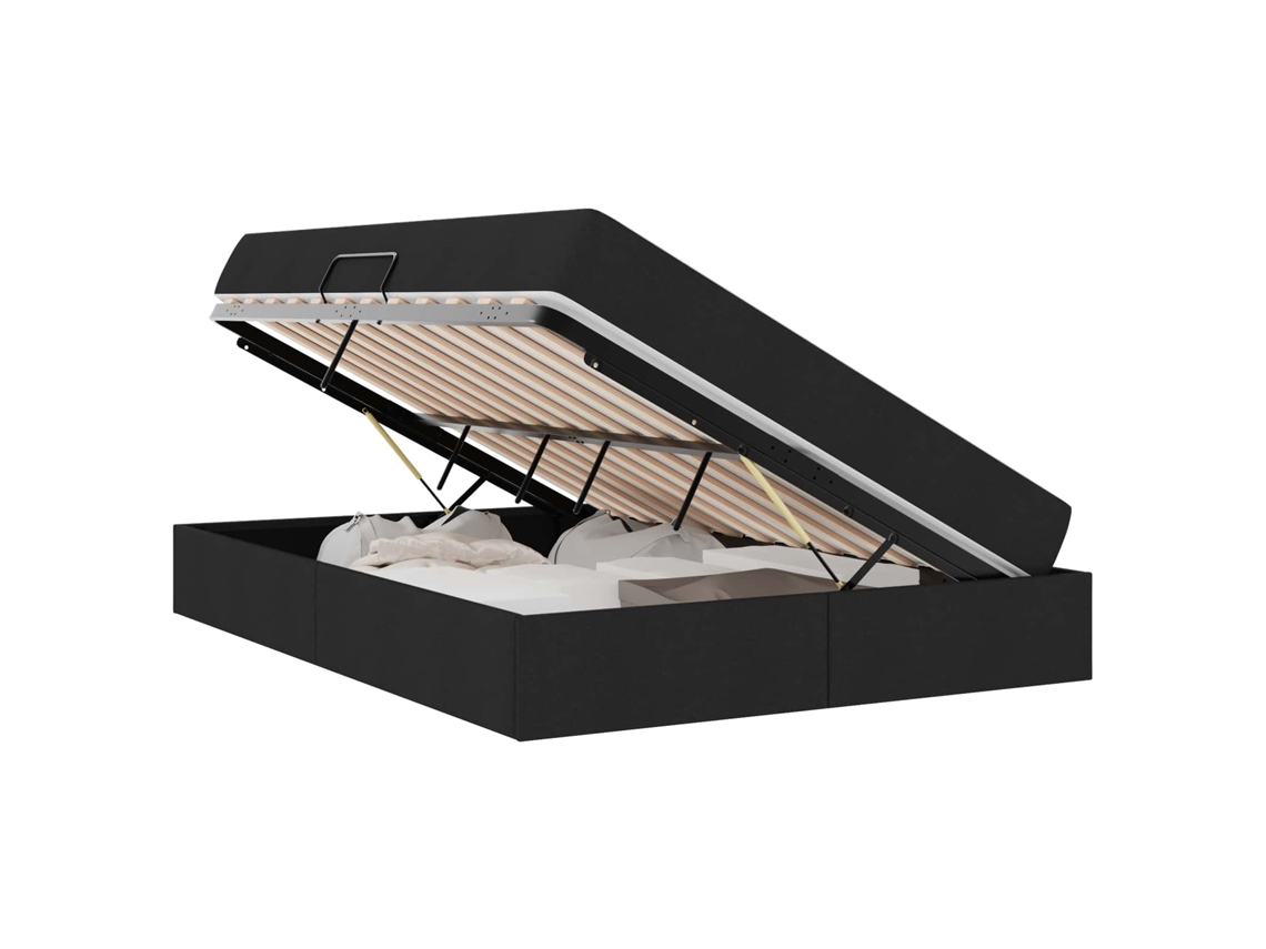 Cama com Arrumação e Colchão Preto Poliéster MAISON EXCLUSIVE (140x200 cm)