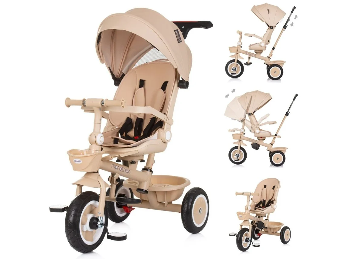 Triciclo Com Assento Giratório Marathon Até 25 Kg De Peso Chipolino - Macadamia
