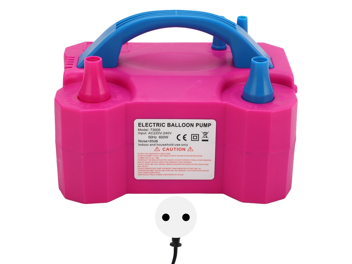 Bomba De Ar Eléctrica Para Globo 600w Com Boca Dupla Inflador Automático Vermelho Rosa Plug Ue 220-240v
