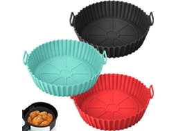 Prato De Silicone Ing Em Três Partes, Molde De Silicone Para Fritadeira A Ar Quente, Livre De Bpa, Reutilizável, Resistente Ao Calor