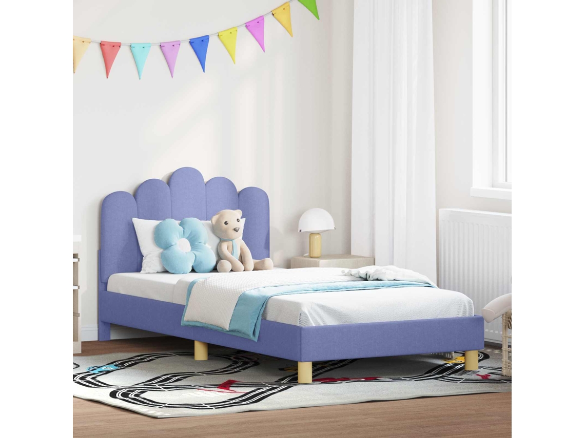 Vidaxl Estrutura de Cama Infantil com Cabeceira Azul Jeans 90 X 200 Cm
