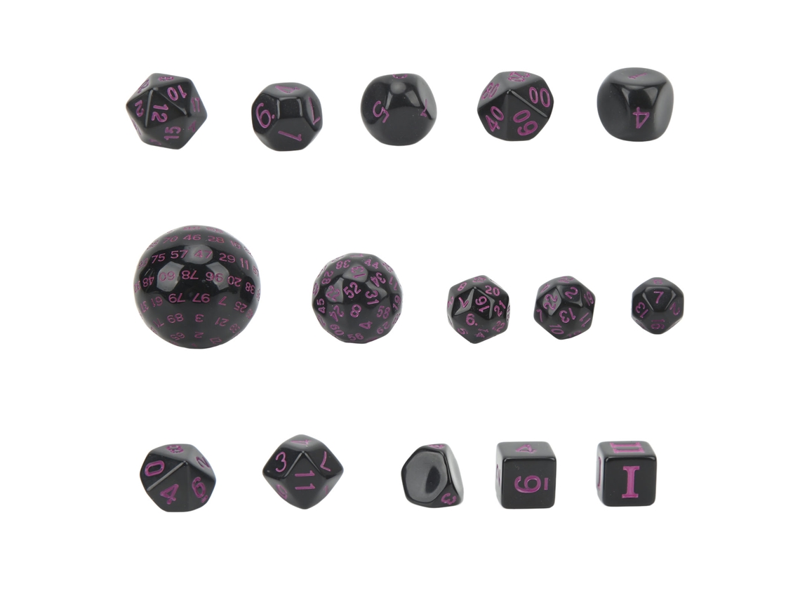 Mali conjunto de Dados Poliédricos de Acrílico 15 Peças D3 a D100 para Jogos de Mesa Rpg