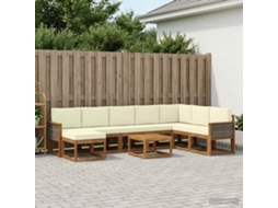 Vidaxl Conjunto De Sofás Para Exterior 9 Unid. Natural E Creme