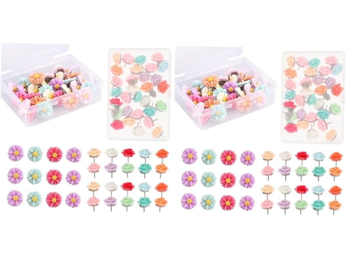 120 Alfinetes Decorativos Em Formato De Flor Para Recados E Fotos,