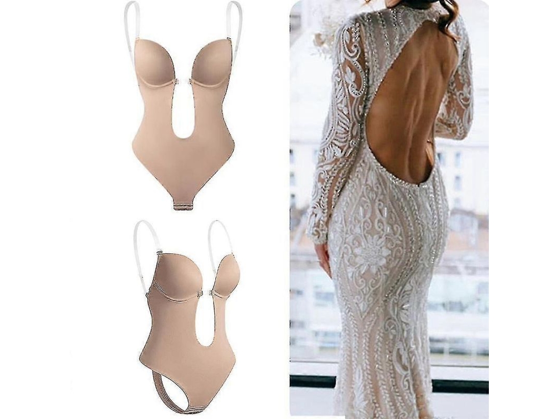 2026 shapewear Sem Costas com Decote em V para Mulheres, Body Modelador para Vestidos de Decote Baixo nas Costas
