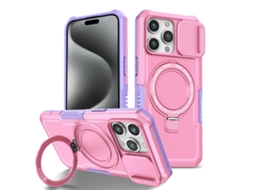 Capa Zruxe Compativel Com Iphone 15 Pro (sliding Camshield - Magsafe - Tpu - Pc - Roxo - Rosa)