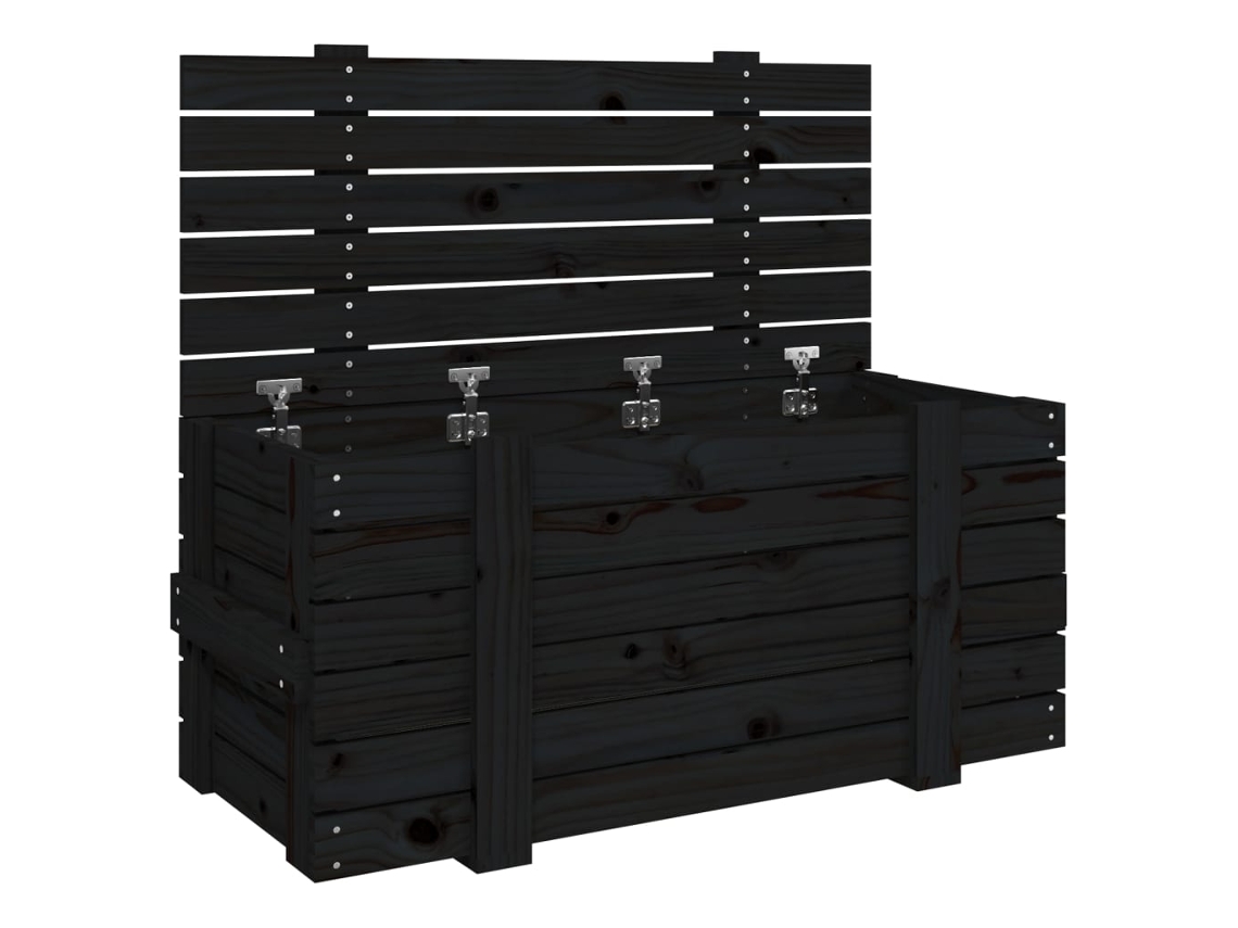 Storage Box, Storage Boxes Vidaxl Preto Madeira De Pinho (91 X 40.5 X 42 Cm)
