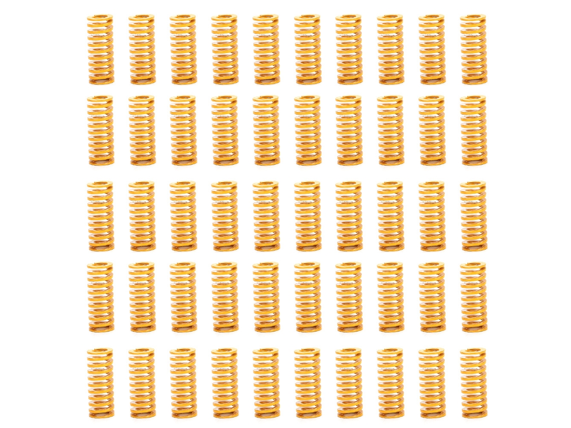 Aetheria 50pcs Resortes de Tapa Plana Amarela de Aço Ligado para Cama Quente de Impressora 3d 10x25mm