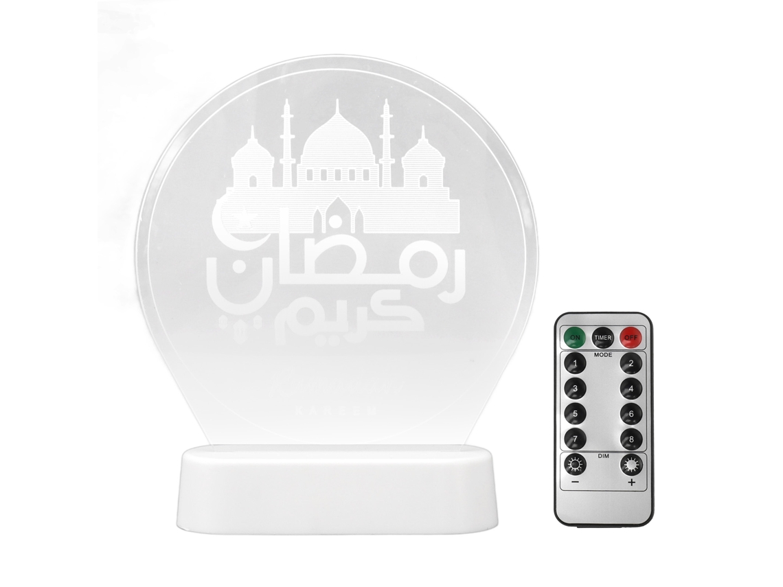 2026 lâmpada Noturna Led Eid Mubarak com Controle Remoto Decorativa 3d para Ramadã e Festivais Islâmicos