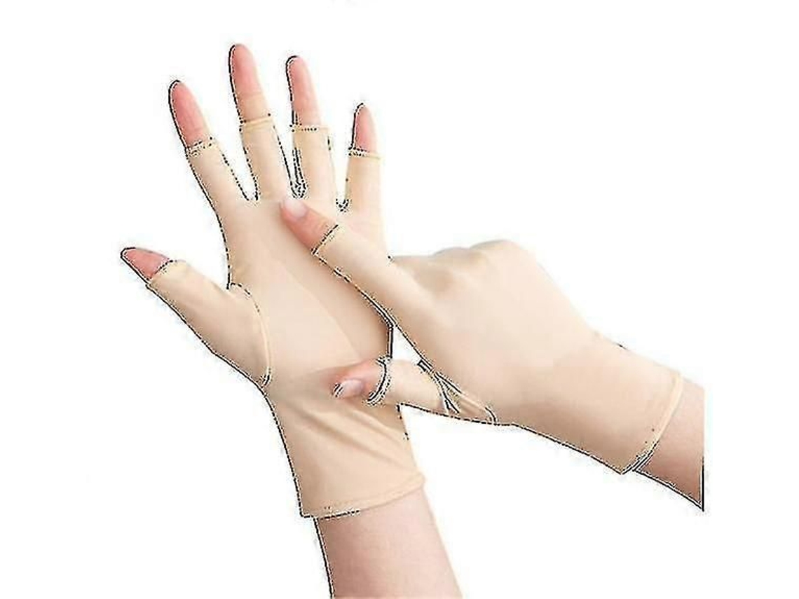 a Pares de Luvas Uv para Lâmpada Unhas Gel, Proteção Manicures Jujuba Bege Vermelho GOKOCO