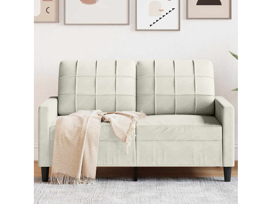 Vidaxl Sofá De 2 Lugares Veludo 120 Cm Cor Creme