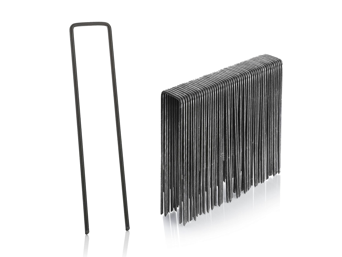 50 Clavos de Acero 3mm, 150mm de Largo, 40mm de Ancho, Extremo Arqueado, Trapecio, para Fijación Segura En Suelo
