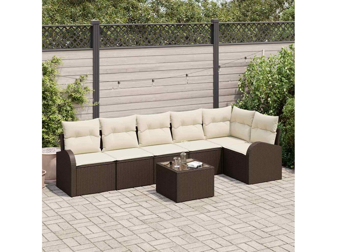 Vidaxl Conjunto De Sofá De Jardim Castanho Vime Pe
