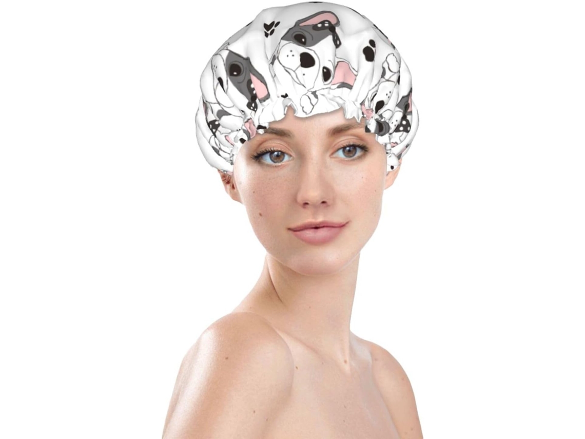 Touca De Banho Feminina, Reutilizável, Impermeável, Dupla Camada, Com Elástico, Ideal Para Cabelos Longos, Com Estampa