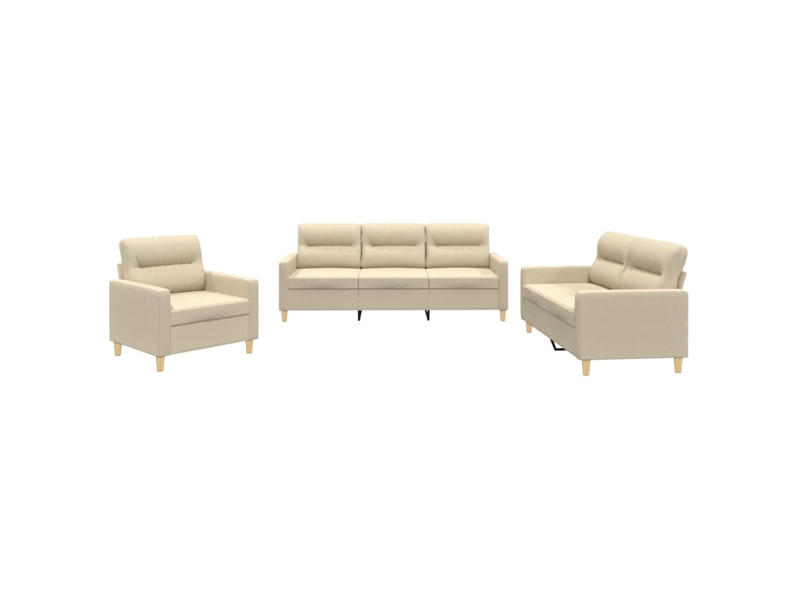 Sofa Set, Sofa Sets Vidaxl Creme Tecido (n/a)