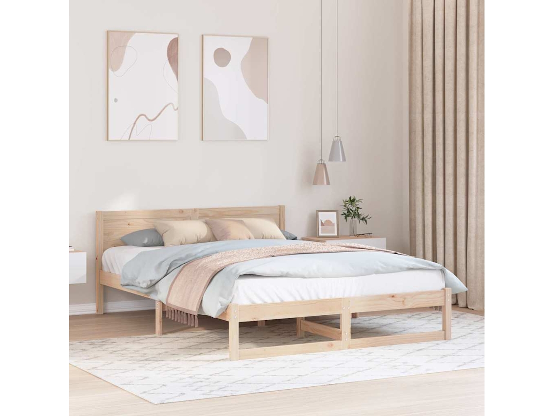 Vidaxl Estrutura da Cama com Cabeceira Natural 150 X 200 Cm