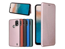 Capa Para Nokia C21 Plus Com Suporte Para Cartões E Proteção Total, Capa Flip De Couro Com Suporte Magnético De Fibra De Carbono