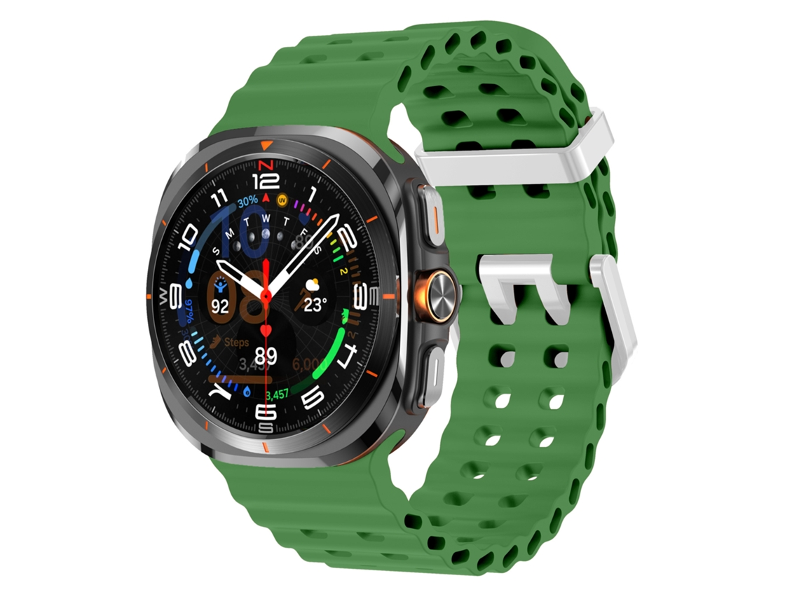 Pulseira Marine Para Samsung Galaxy Watch Ultra 2/1 47mm (2026/2025/2024), Silicone, Desportiva Verde Hexinyigjly