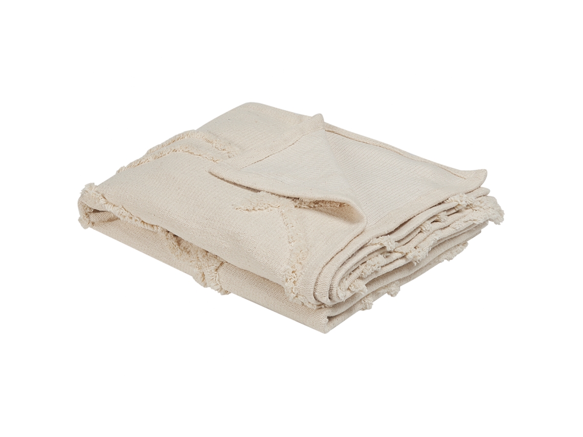 Manta Decorativa Beliani Acacia De Algodón Beige 130x160x1