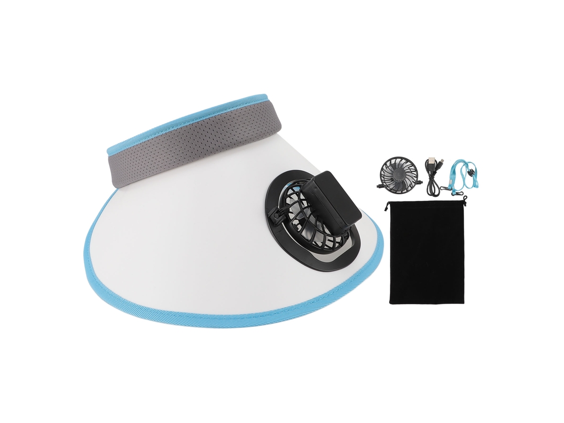 Chapéu Com Ventilador Recarregável 3 Velocidades Branco