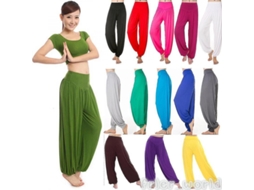 2026 calças Yoga Harem Feminino Baggy Aladdin Bloomers Leve Algodão 95% + 5% Elastano M Rojo