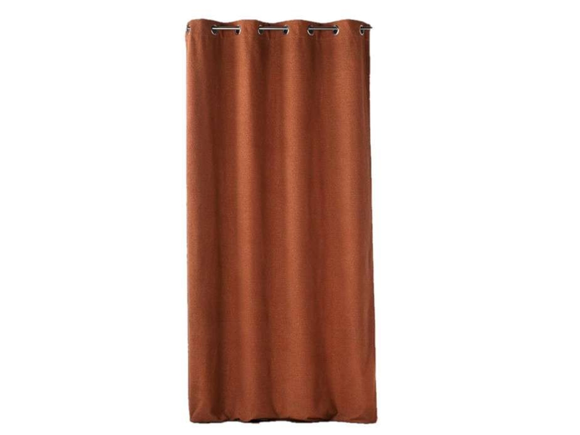 Suavidade Interior - Cortina Com Ilhós Beli - Bouclelette Lisa - 140 X 240 Cm - Terracota