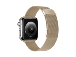 Pulseira De Relógio Lurelia Em Aço Inoxidável Milanese Loop Para Apple Watch Series 10 46 Mm Vintage Gold