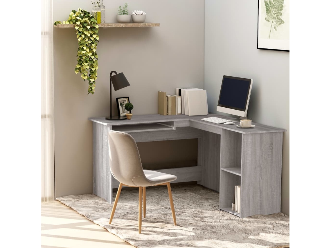 Vidaxl Secretária De Canto 120x140x75cm Derivados Madeira Cinza Sonoma