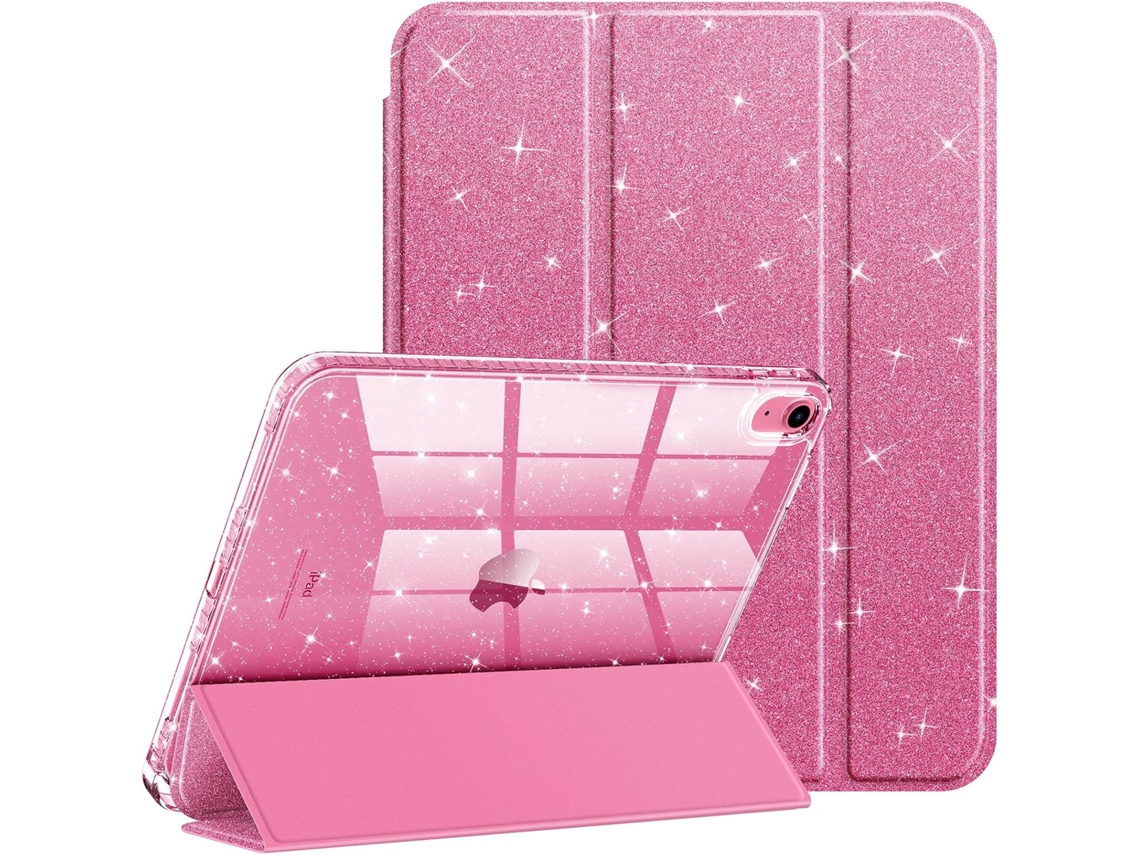 Capa Para Ipad De 11ª Ger. (2026) E 10ª Ger., Com Traseira E Acabamento Em Glitter, Rosa.