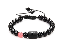 Pulsera De Obsidiana Negra Curativa Natural, 8mm Ajustable, Virgem, Para Homens E Mulheres