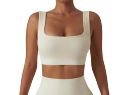 Top Tank com Regata e Sutiã Esportivo Simples Crop Top para Atividades Diárias e Esportes, Presente Ideal para Mulheres Branco (tamanhos S, M, L)