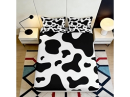 Conjunto de Cama com Estampa 3d Vaca em Microfibra Fronha 200x25cm
