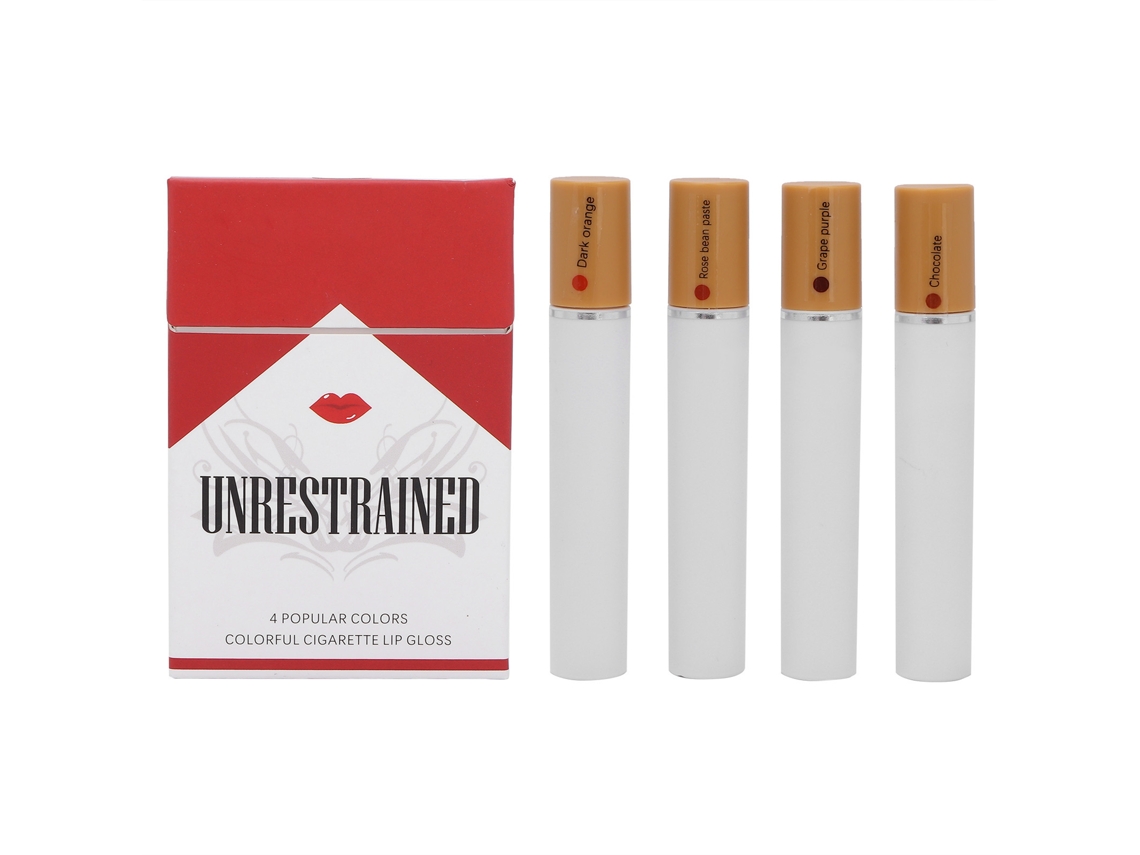 4pcs Brillo Labial Em Forma De Cigarro 36g Impermeável Hidratante Com Fragrância Leve Maquiagem Labial01