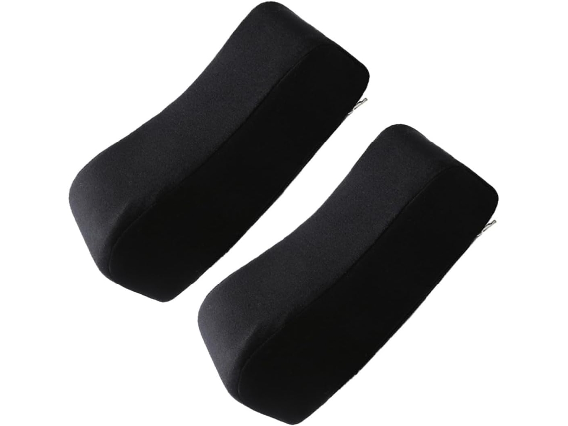 Conjunto de 2 Almofadas Apoio Braço em Espuma Viscoelástica Preta para Cadeiras Escritório, Capa Removível e L