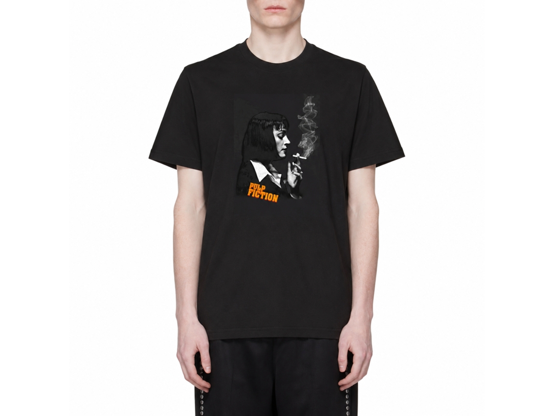 Rockinstone Pulp Fiction Men's T-shirt Mia Side Profile Tee - Black Size:l