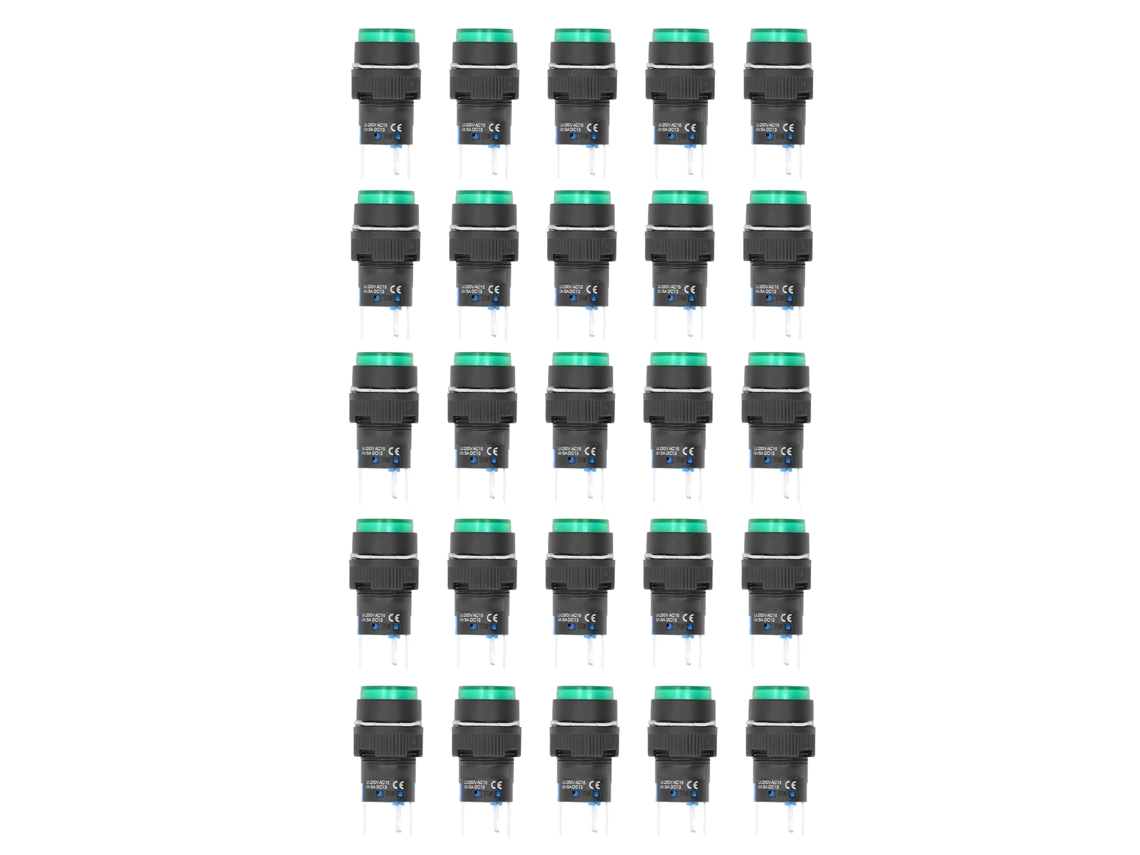 Botão de Energia com Trava e Luz 16mm 5 Pinos
