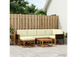 Vidaxl Conjunto De Sofás Para Exterior 7 Unid. Natural E Creme