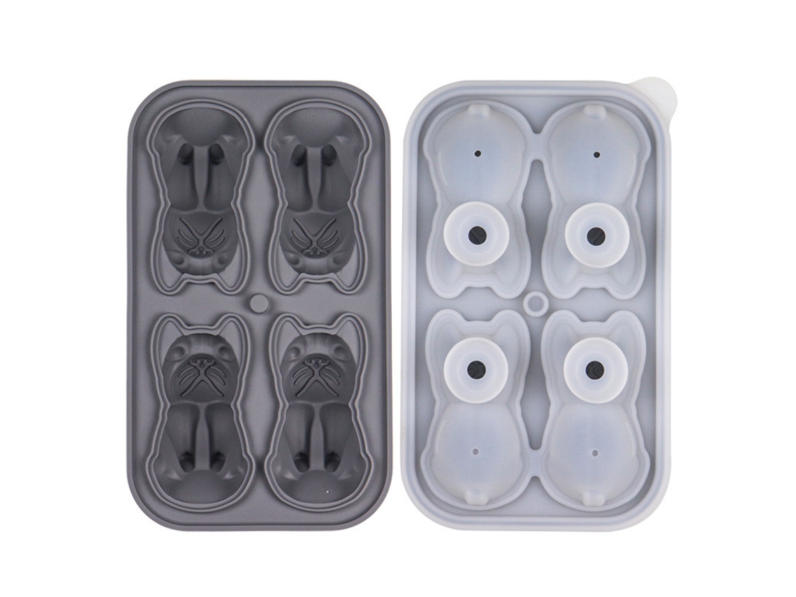 Forma De Gelo 3d Forma De Bulldog Francês Para Cocktails, Bourbon, Conhaque E Whisky. Presente Perfeito Para Homem. Cinza Hexinyigjly