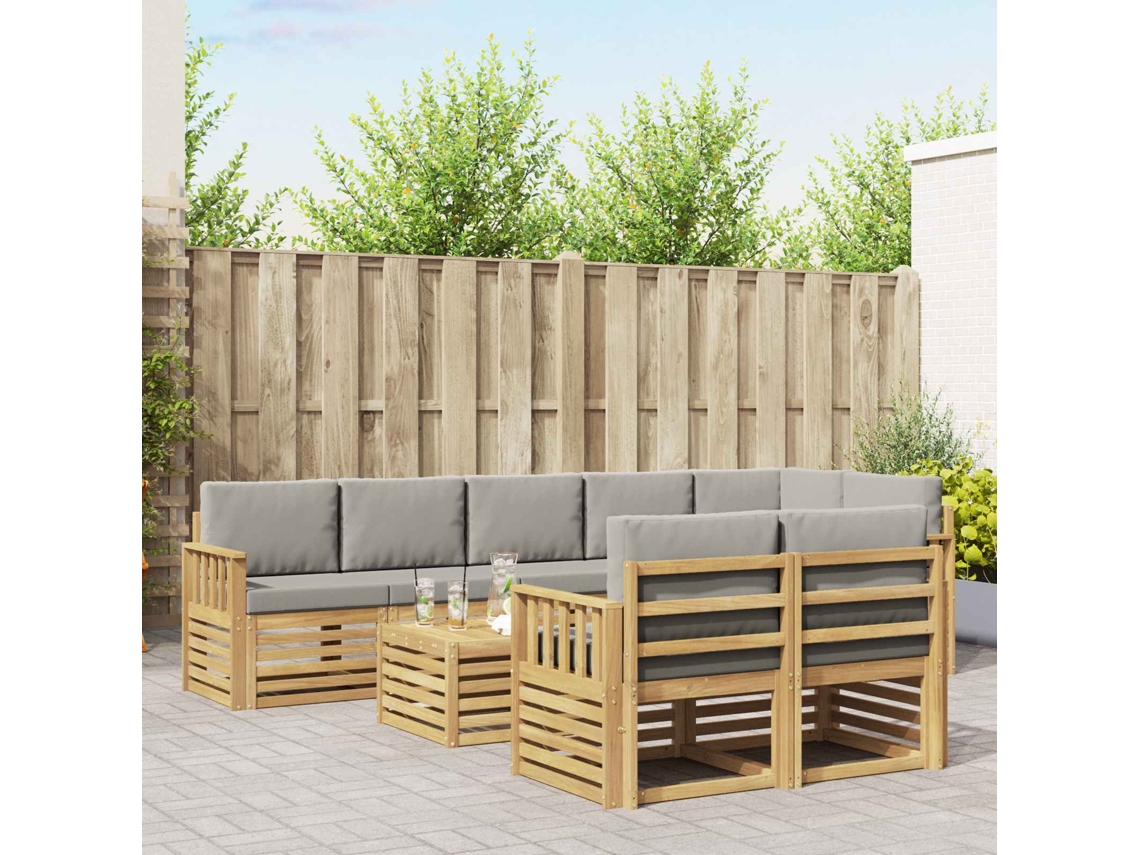 Vidaxl Conjunto De Sofás Para Exterior 8 Pcs Branco E Cinzento-claro