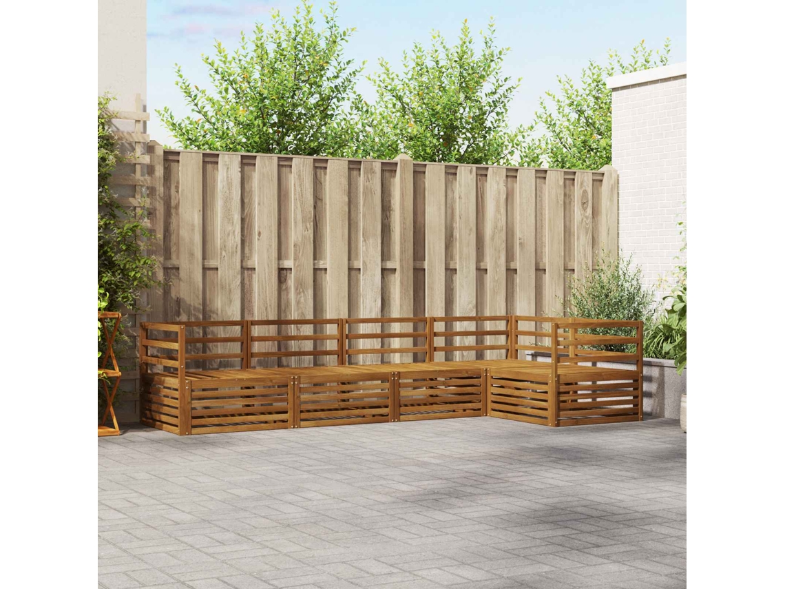 Vidaxl Conjunto De Sofás Para Exterior 5 Pcs Natural