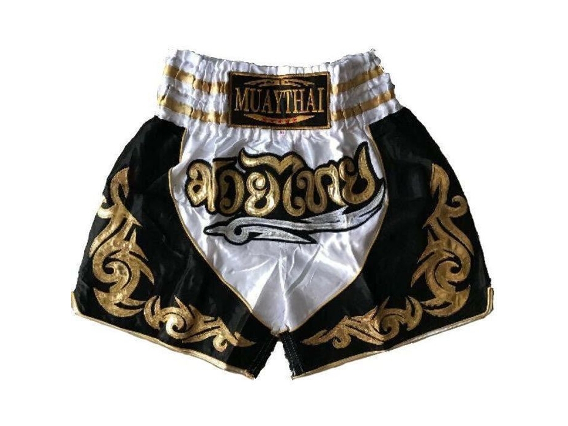 Calções Tradicionais Tailandeses De Boxe, Kickboxing, Muay Thai E Mma | Branco E Preto | Tamanhos Infantis E Adultos | Tailândia Brilvibera