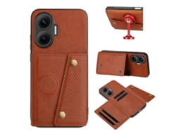 Capa Tkdaddy Para Xiaomi Redmi Turbo 4 Pro 5g / Poco F7 5g Com Compartimentos Para Cartões, Suporte De Couro Capa De Tpu Marrom