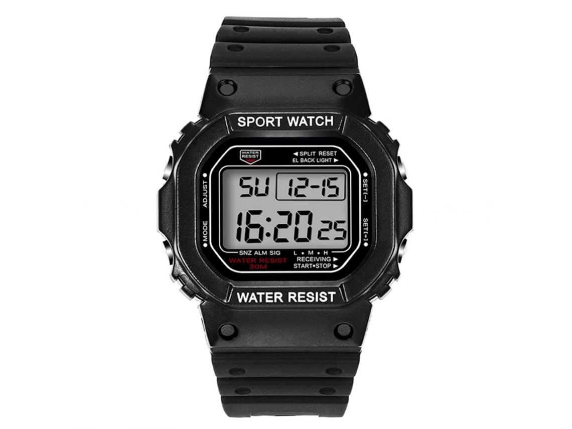 Reloj Electrónico Digital Impermeable Moda Mujer Negro Blanco