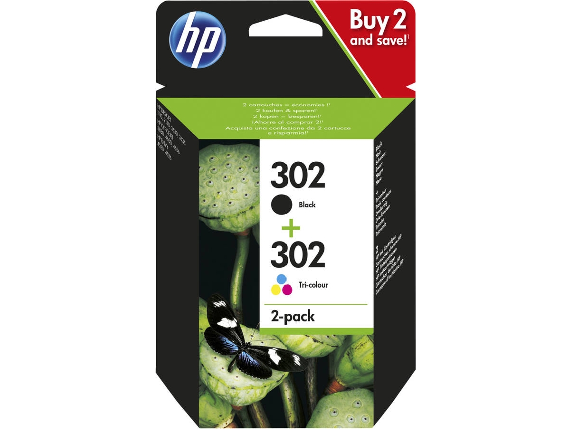 Pack X4D37AE 2 TinteirosHP 302 preto + tricolor