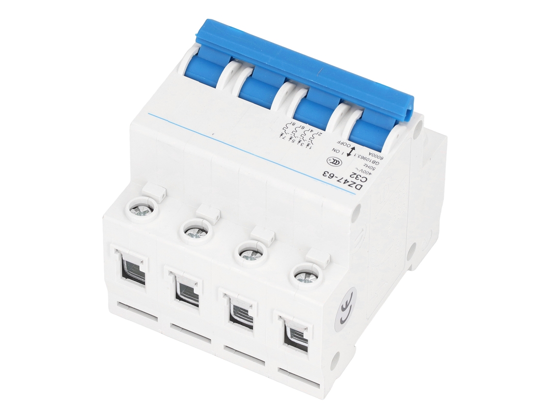 Disjuntor Miniatura 4p (montagem Em Trilho Din, Capacidade De Interrupção 6000a)